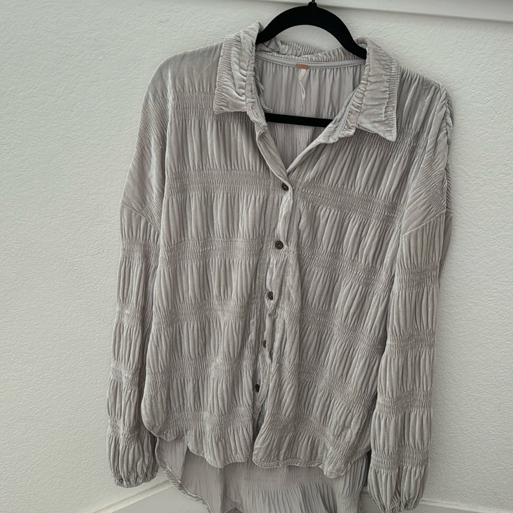 Free people flowy velour button down